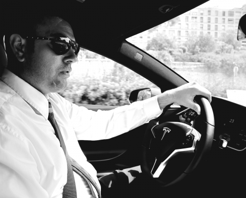 Photo en noir et blanc chauffeur prive